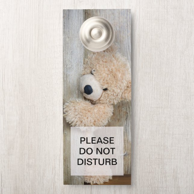 Do not Disturb Cute Stuffed Bear Photo Door Hanger (On Knob)