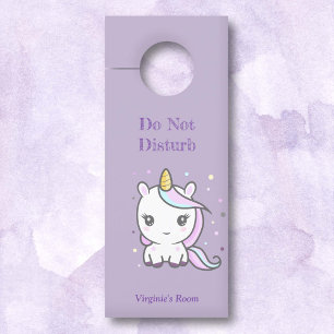 Do Not Disturb Cute Unicorn Purple Door Hanger