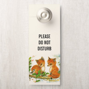 Do Not Disturb Cute Vintage Foxes Winter Scene Door Hanger