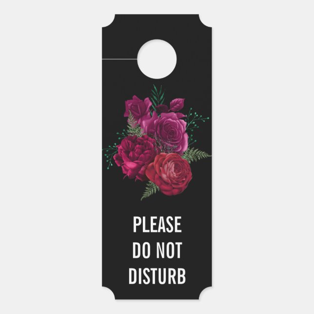 Do Not Disturb Elegant Magenta Rose Floral Bouquet Door Hanger (Front)