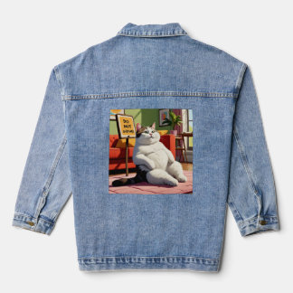 Do not Disturb Fat Cat Funny  Denim Jacket