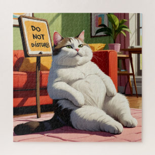 Do not Disturb Fat Cat Funny Jigsaw Puzzle