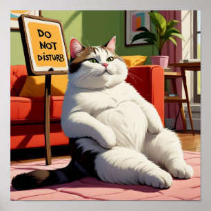 Do not Disturb Fat Cat Funny Poster