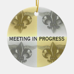 DO NOT DISTURB - FLEUR DE LIS, SOFT GOLD AND SILVE CERAMIC TREE DECORATION