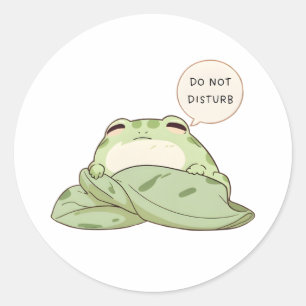 Do Not Disturb Frog Sleepy Kawaii Design Classic Round Sticker