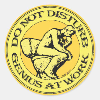 Do Not Disturb, Genius At Work (Colour stamp) Classic Round Sticker