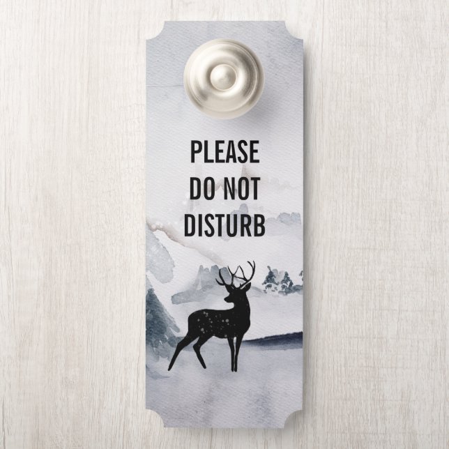 Do Not Disturb Majestic Deer Watercolor Door Hanger (On Knob)