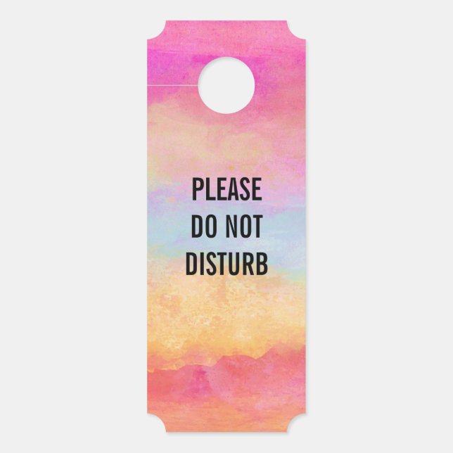 Do Not Disturb Pink Blue Yellow Rainbow Stripes Door Hanger (Front)