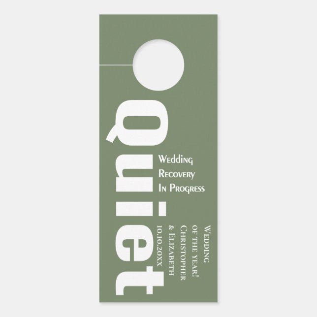 Do Not Disturb Quiet Wedding Modern Sage Green Door Hanger (Front)