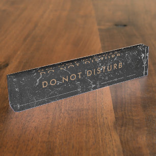 Do Not Disturb Sign Black Marble Gold Business Nameplate