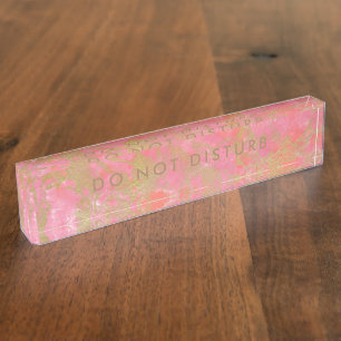 Do Not Disturb Sign Pink Marble Gold Business Nameplate