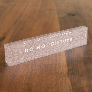 Do Not Disturb Sign Pretty Copper Glitter Business Nameplate