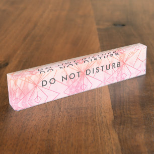 Do Not Disturb Sign Pretty Pink Custom Business Nameplate