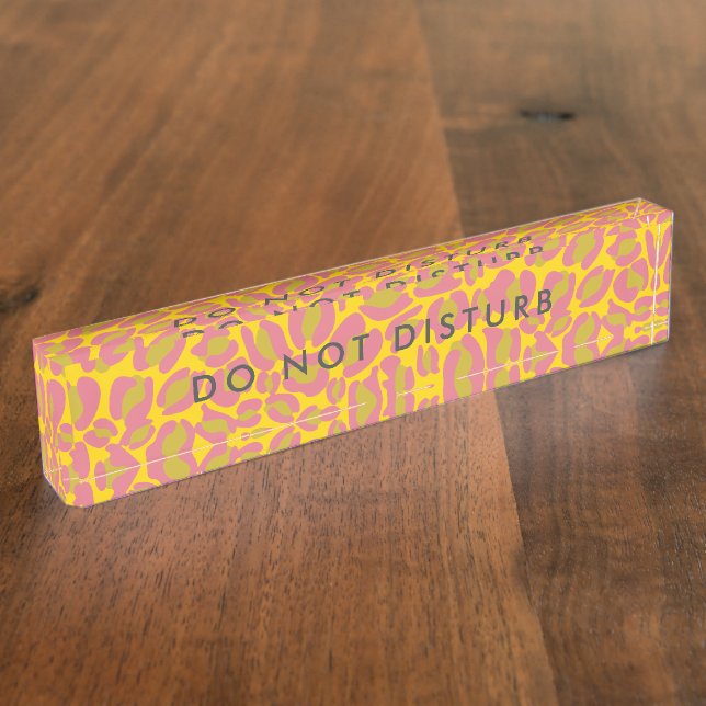 Do Not Disturb Sign Pretty Pink Print Business Nameplate (Side)
