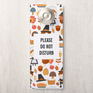 Do not Disturb Thanksgiving Pilgrims Pattern Door Hanger