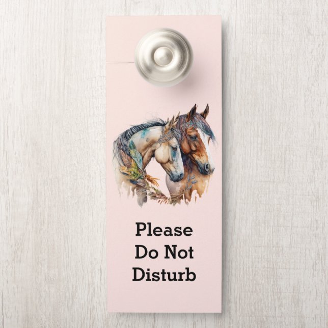 Do Not Disturb Two Beautiful Horses Western Boho Door Hanger (On Knob)