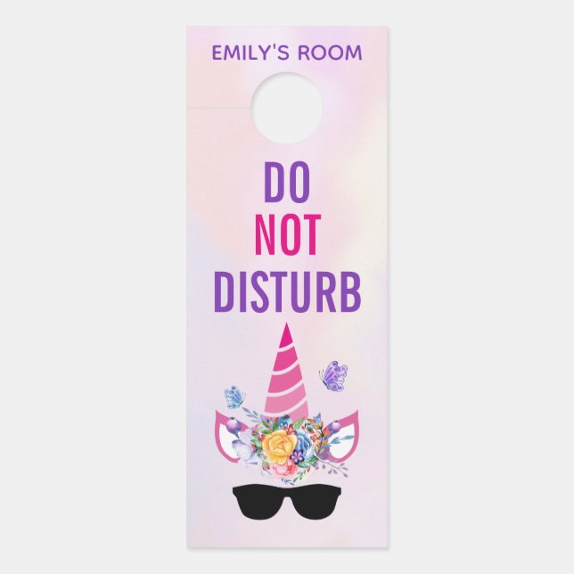Do Not Disturb Unicorn in Sunglasses Door Hanger (Front)