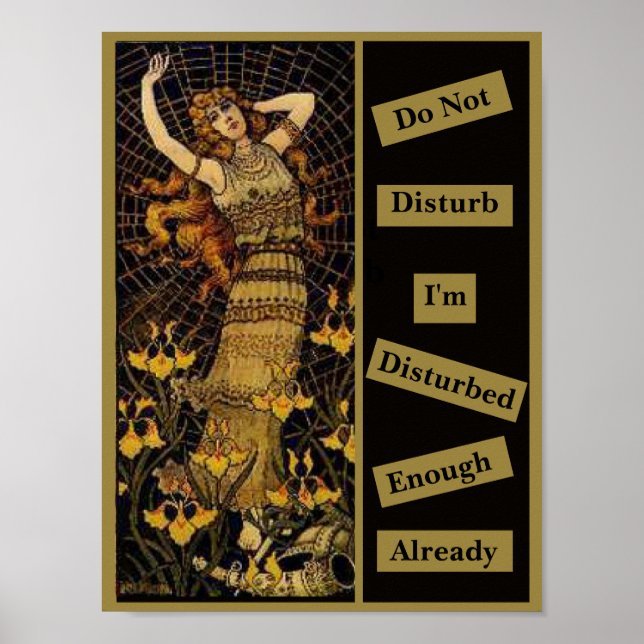 Do Not Disturb Vintage Lady Gold Black Spider Web Poster (Front)