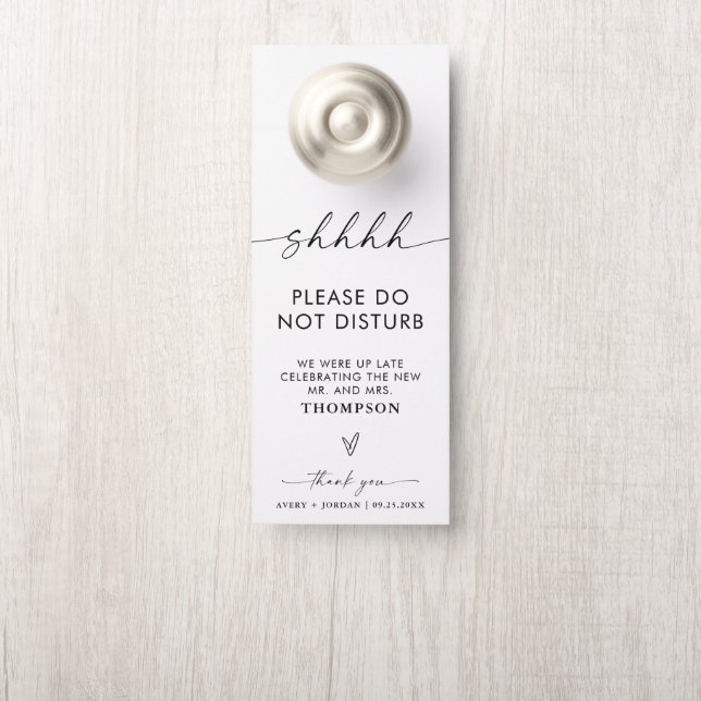 Do Not Disturb Wedding Hotel Door | Boho Modern Hanger (On Knob)
