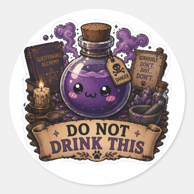 Do Not Drink This Funny Fantasy Potion Sticker (Front)