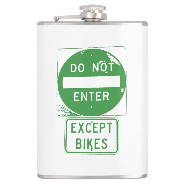 Do Not Enter Except Bikes Hip Flask (Front)