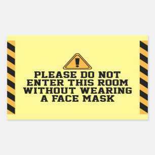 Do Not Enter Without Mask Rectangular Sticker
