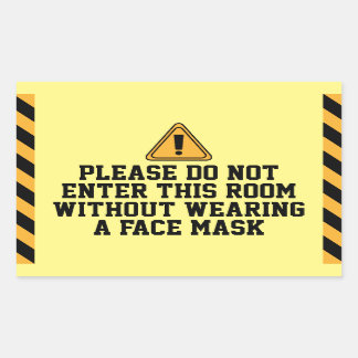 Do Not Enter Without Mask Rectangular Sticker
