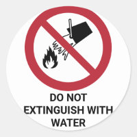 Do Not Extinguish With Water, Prohibition Sign