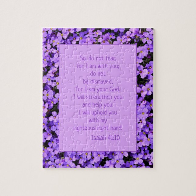 Do Not Fear Christian Bible Verse Purple Flowers Jigsaw Puzzle (Vertical)