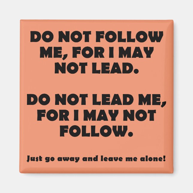 Do Not Follow Or Lead Funny Fridge Magnet (Front)