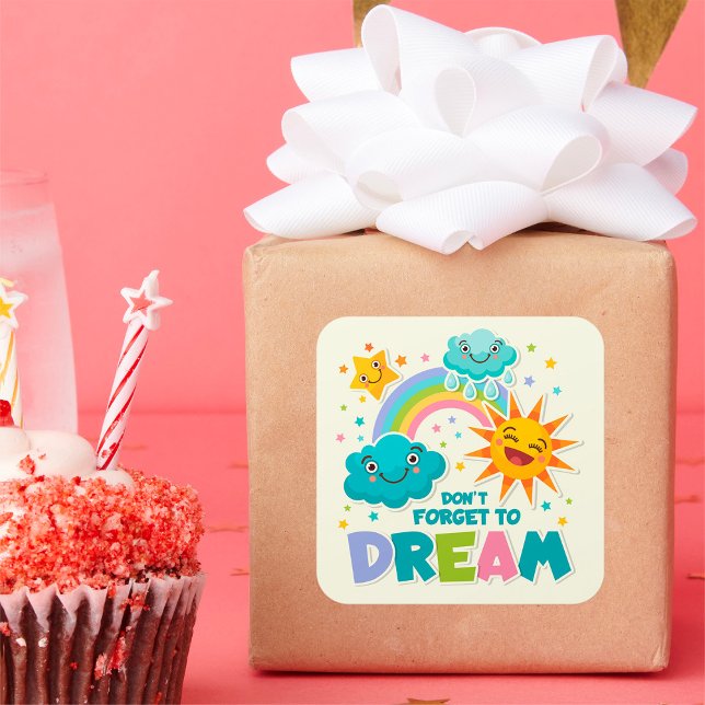 Do Not Forget to Dream Inspirational Sun Clouds  Square Sticker (Creator Uploaded)
