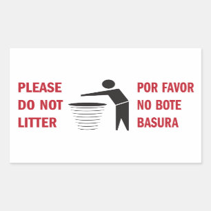 Do Not Litter sign English Spanish Rectangular Sticker