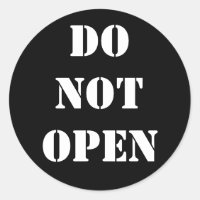 Do not open black and white office envelope seal