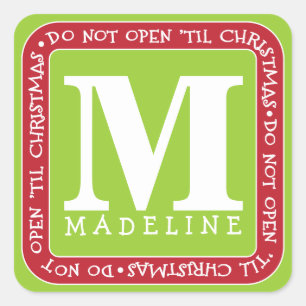 Do Not Open Til Christmas Personalise Gift Sticker