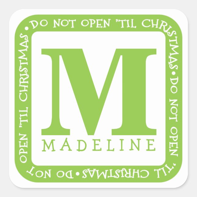 Do Not Open Til Christmas Personalise Gift Sticker (Front)