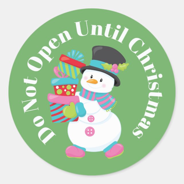 Do Not Open Until Christmas Classic Round Sticker (Front)