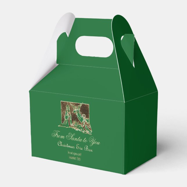 Do Not Open Until Christmas Eve Green and Gold Favour Box (Back Side)