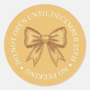 Do Not Open Until Christmas Gold Classic Round Sticker