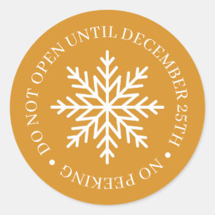Do Not Open Until Christmas Gold Classic Round Sticker