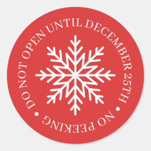Do Not Open Until Christmas Red Classic Round Sticker