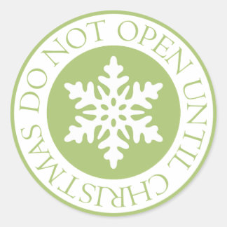 Do Not Open Until Christmas Snowflake Lime Green Classic Round Sticker