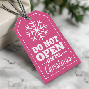 Do Not Open Until Christmas Snowflake - pink Gift Tags