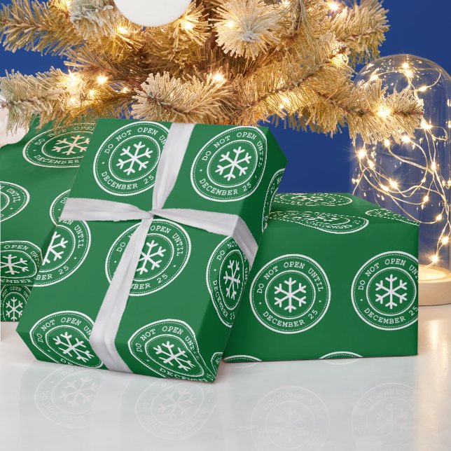 Do Not Open Until December 25 Green Wrapping Paper (Holidays)