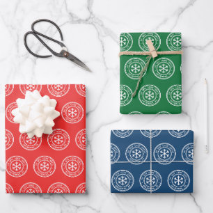 Do Not Open Until Red, Green and Blue Christmas Wrapping Paper Sheet