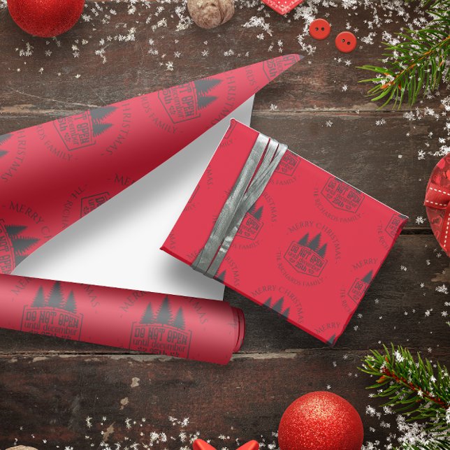 Do not Open until - Red Personalized Christmas  Wrapping Paper (Do not Open until - Red Personalized Christmas Wrapping Paper)