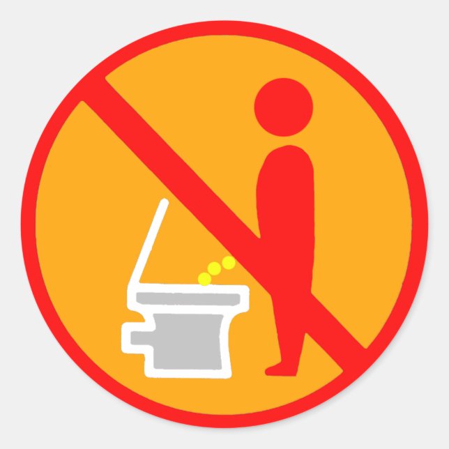 DO NOT PEE TOILET ROAD SIGN CLASSIC ROUND STICKER (Front)