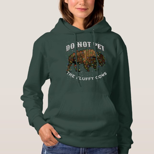 Do Not Pet the Fluffy Cows Christmas Yellowstone Hoodie (Front)