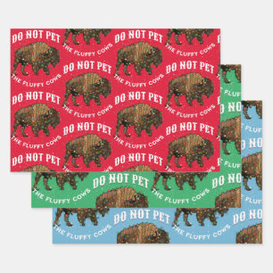 Do Not Pet the Fluffy Cows Christmas Yellowstone Wrapping Paper Sheet