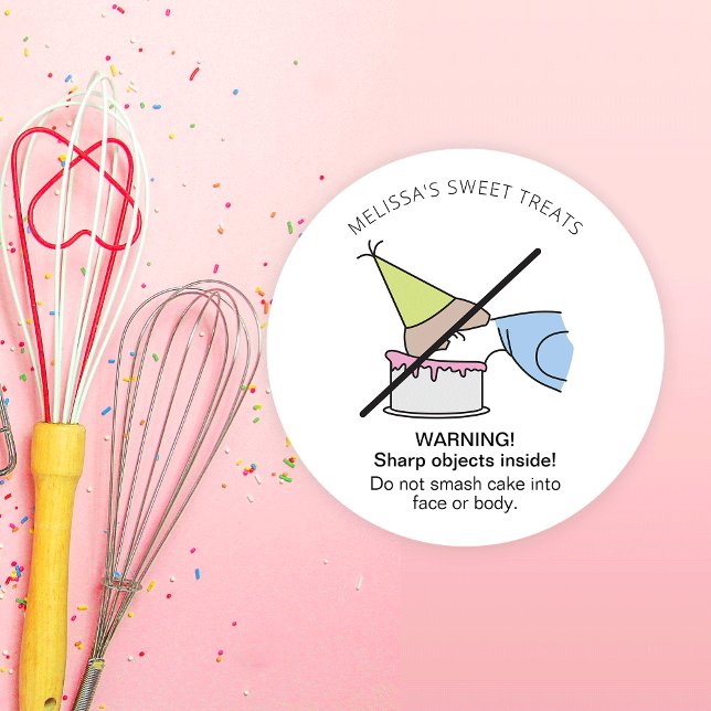 Do Not Smash In Face or Body Cake Warning Classic Round Sticker (Creator Uploaded)