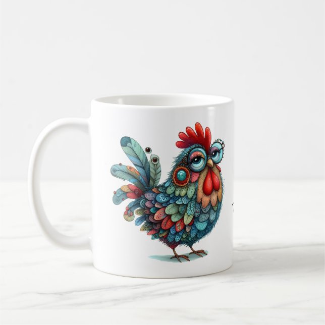 Do. Not. Touch. Folk Art Chicken or Rooster Coffee Mug (Left)